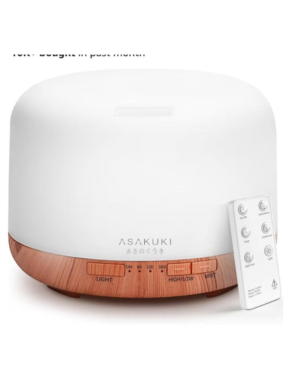 ASAKUKI 500ML Aromatherapy Diffuser & Humidifier Remote Control 7 LED Colors